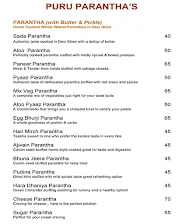 Puru Parathas menu 1