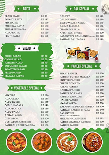 Prantha King menu 