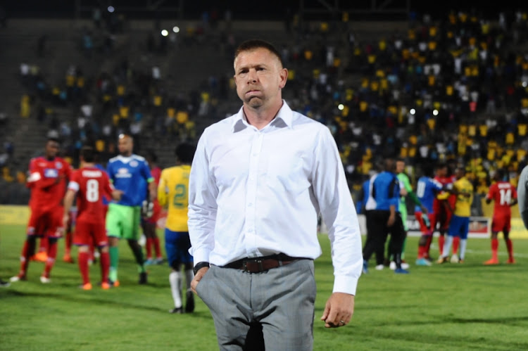 SuperSport United head coach Eric Tinkler during the Absa Premiership match against Mamelodi Sundowns at Lucas Moripe Stadium on February 24, 2018 in Pretoria, South Africa.