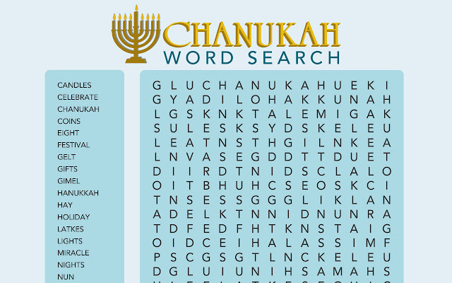 Chanukah Word Search chrome extension