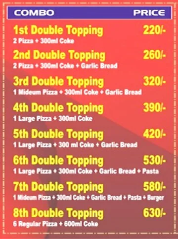 Pizza Delights menu 