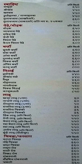 Girgaon Katta menu 