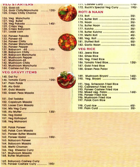 Ruchi's Biryani menu 