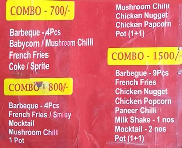 Bamboo Shore menu 