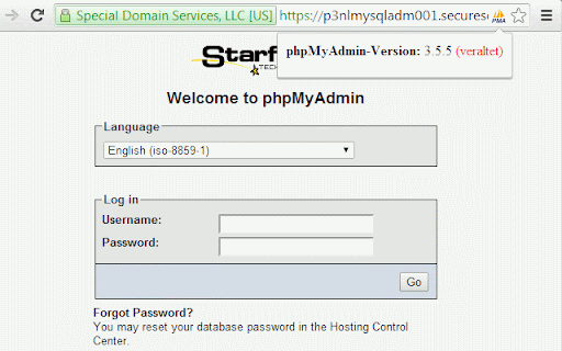 Version Check for phpMyAdmin