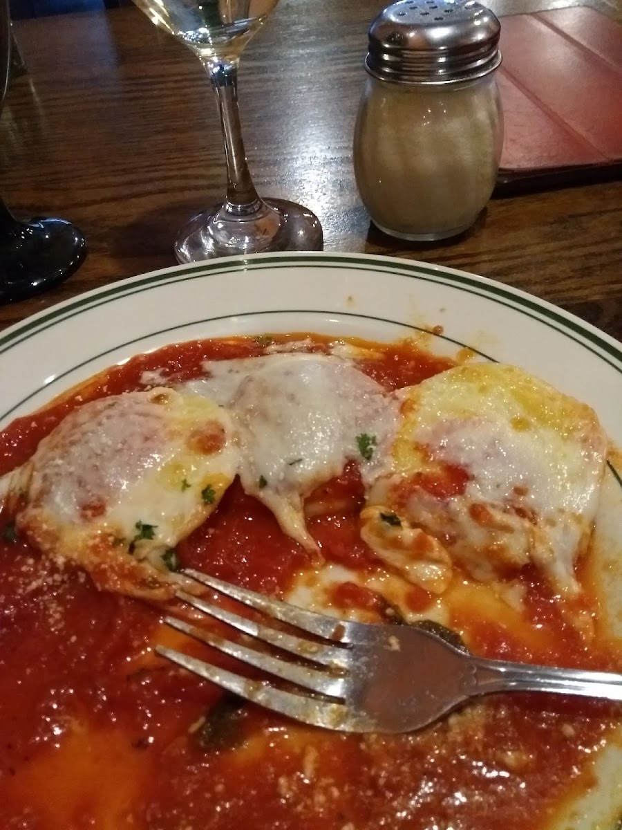 Ravioli is amazing. Sauce is delicious. Ate half before even thinking about a picture.