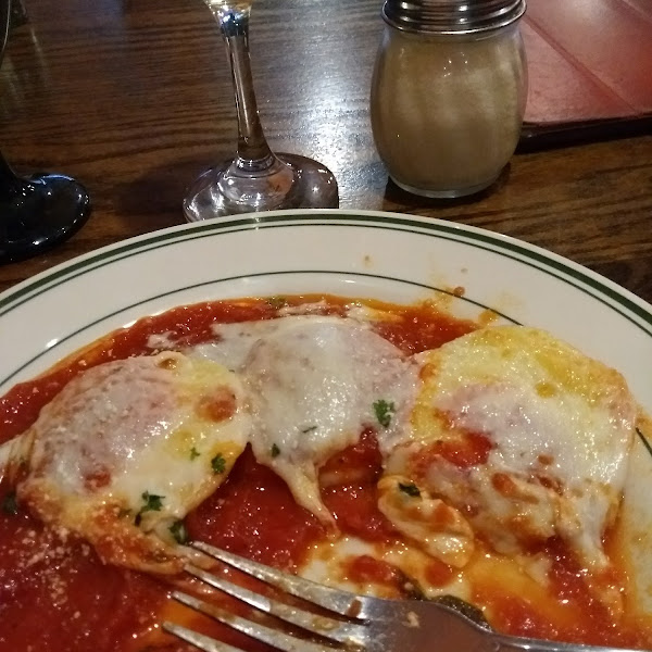 Ravioli is amazing. Sauce is delicious. Ate half before even thinking about a picture.