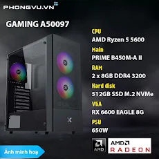 Máy tính để bàn/PC Phong Vũ Gaming A50097 (AMD Ryzen R5-5600/16GB/512GB SSD/AMD Radeon RX6600/Free DOS)