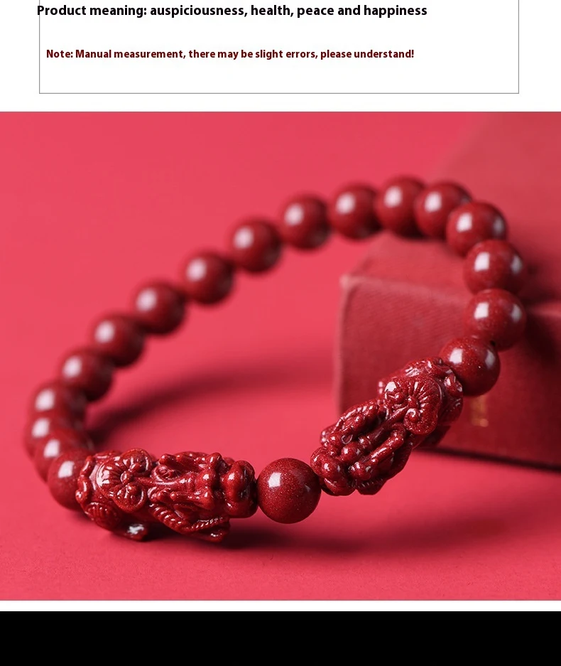 Hochwertiges Armband mit rohem Zinnober Ruyi Pi Xiu. Natürliche Mineralien für Wohlstand und Schutz. Fördert Glück und finanziellen Erfolg.