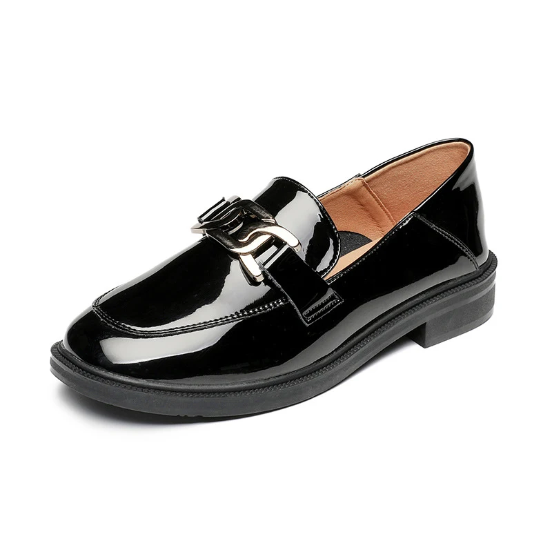 Chaussures femme style collège à une jambe, mocassins simples à bout rond, confortables et élégants pour toutes les occasions.