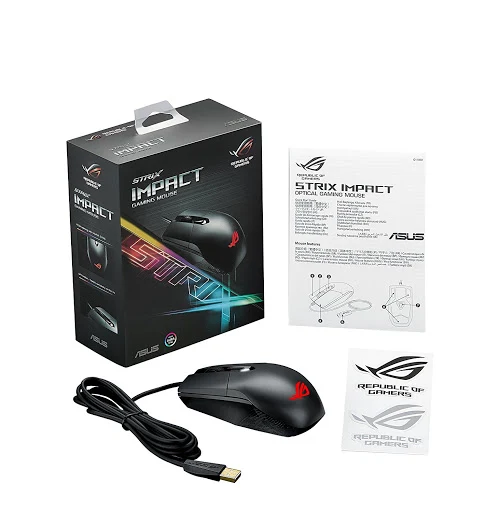 Chuột ASUS ROG Strix Impact 5000 DPI Optical Gaming USB Led RGB (Đen)