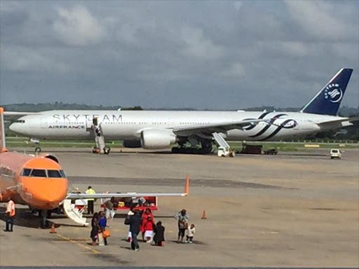 Air France plane makes an emergency landing at Moi International Airport, Mombasa on Sunday. Photo/Elkana Jacob.