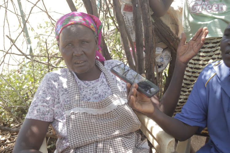 Miriam Akeno, 70, addresses the media in Kokwa Island, Lake Baringo, on September 18