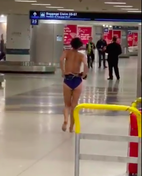 'Mentally ill' arrested for doing a strip tease at Miami airport.