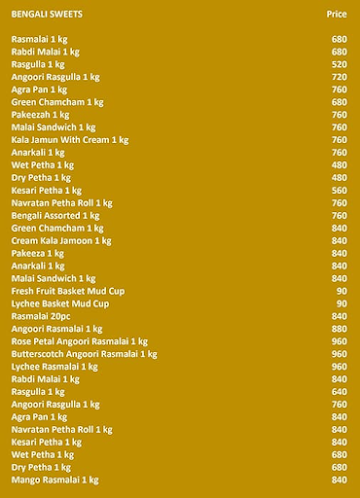 Agra Sweets Banjara menu 