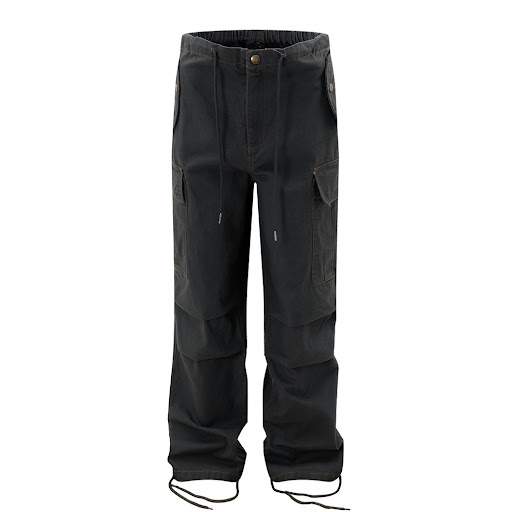 Title 11, Mens Loose Straight Pants with Drawstring and ...