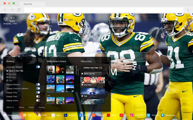 Green Bay Packers Popular HD New Tab Theme