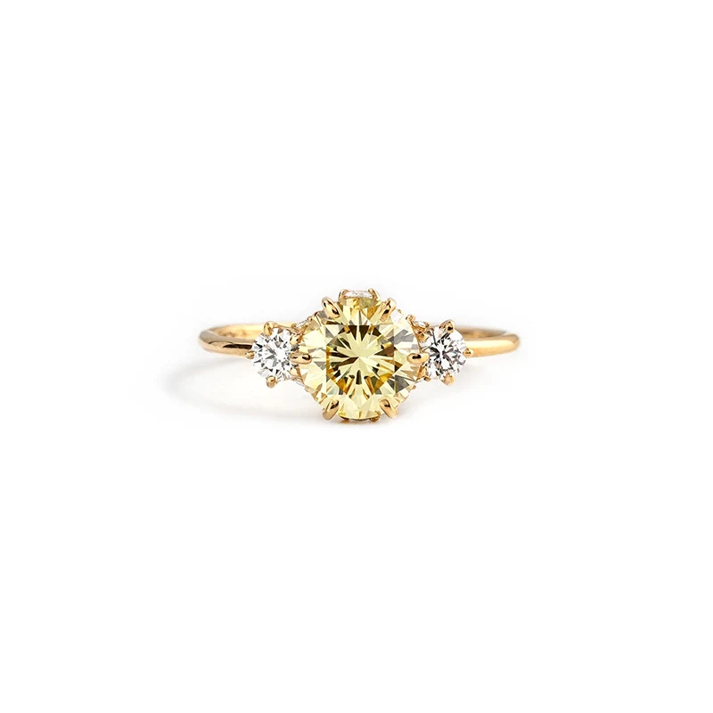 Title 4, S925 Sterling Silver Triple Diamond Gem Ring, E...