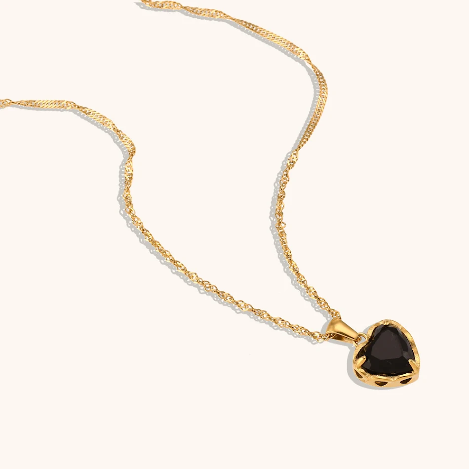 Collar de oro nicho con colgante de circonita en forma de corazón para mujer, cadena clavícula, adorno elegante.