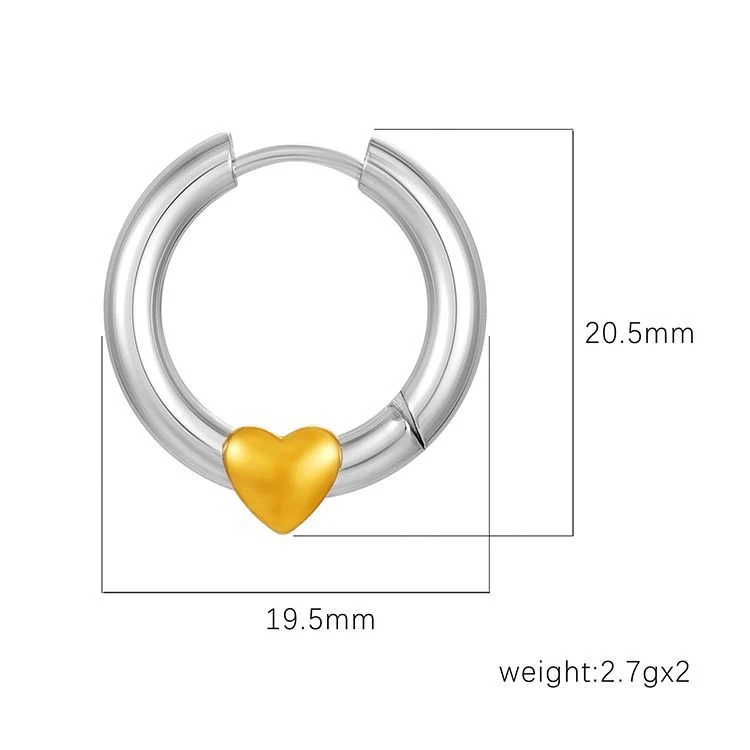 Boucles d'oreilles rondes dorées tendance amour, bijoux femme élégants, cadeau idéal pour les occasions spéciales.