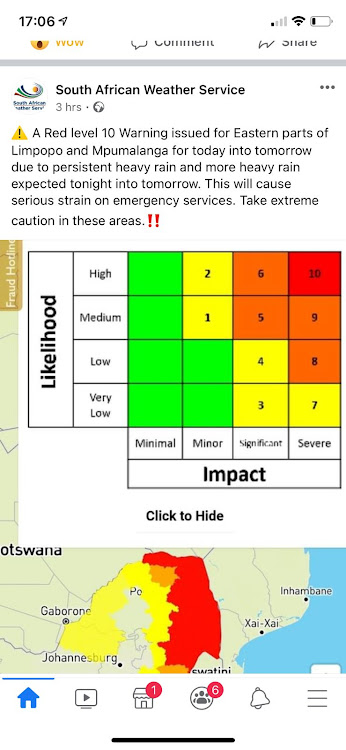 A red level 10 warning has been issued by the SA Weather Service in the wake of Storm Eloise.