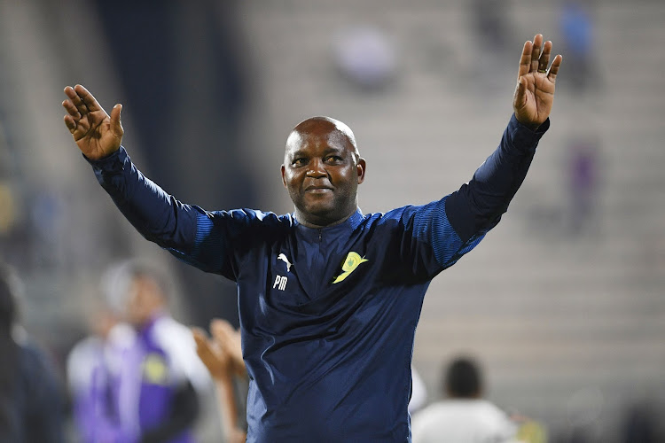 Mamelodi Sundowns head coach Pitso Mosimane during the CAF Champions League match between his team and Cote d'Or FC at Lucas Moripe Stadium on September 27.