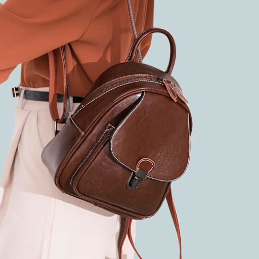 Title 3, Womens Retro Style Simple Leather Backpack per...