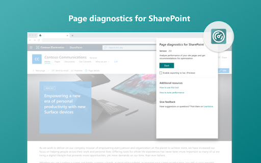 Diagnostika strani za SharePoint