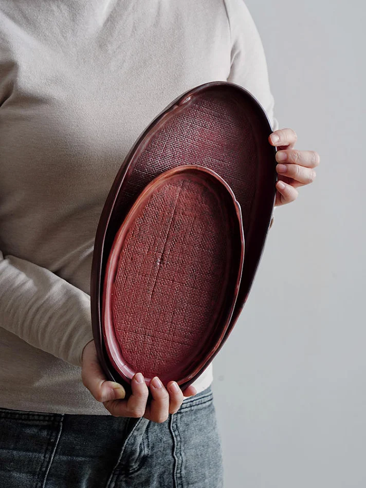 Retro Creative Handmade Ceramic Oval Household Plate. Serve food in style, adding a rustic charm to your table. Perfect 