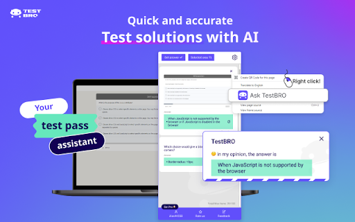 Test Bro : Assistente de testes na web, ajudante de quiz e exames online