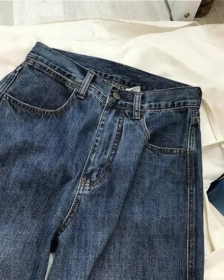 Vintage Blue High Waist Women Jeans Gradient American Fas... - 3