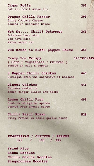 Black Lounge Bar menu 