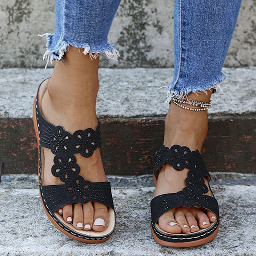 Title 5, Rhinestone Casual Slope Heel Slippers for women...