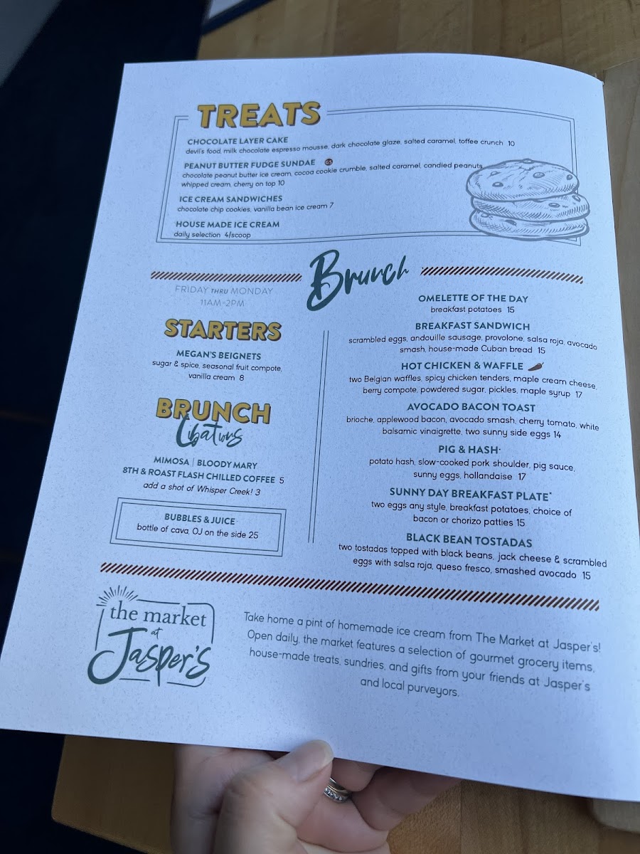 Jasper's gluten-free menu