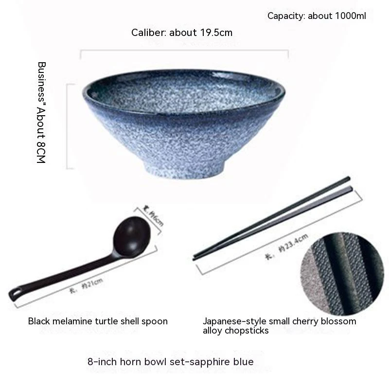 Conjunto de louça de cerâmica grande para ramen doméstico. Saboreie suas sopas e macarrão com esta tigela elegante e resistente, perfeita para refeições em casa.