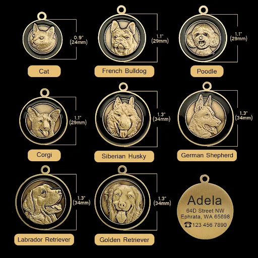 Engraved Dog ID Tag Personalized Metal Pet Dog Tags Custom Puppy Cat ID Name Tags Collar Accessories For Dogs Necklaces 