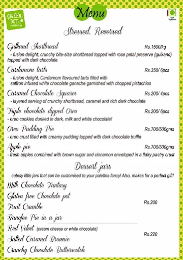 Green Dot Cheesecake menu 