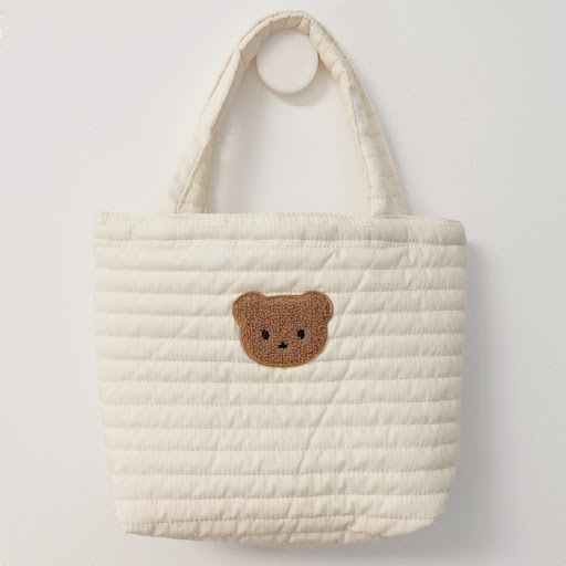 Title 5, Embroidered Bear Quilted Tote Bag for on-the-go...