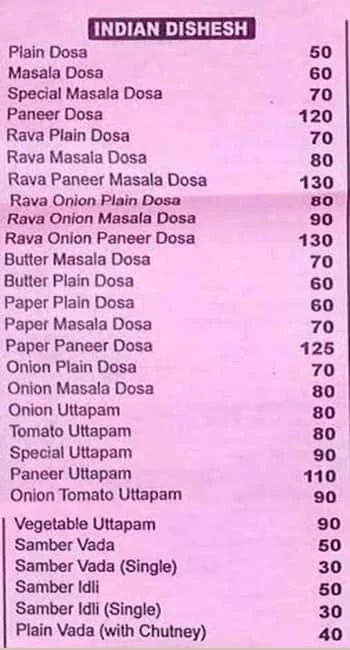 Try Luck South Indian menu 