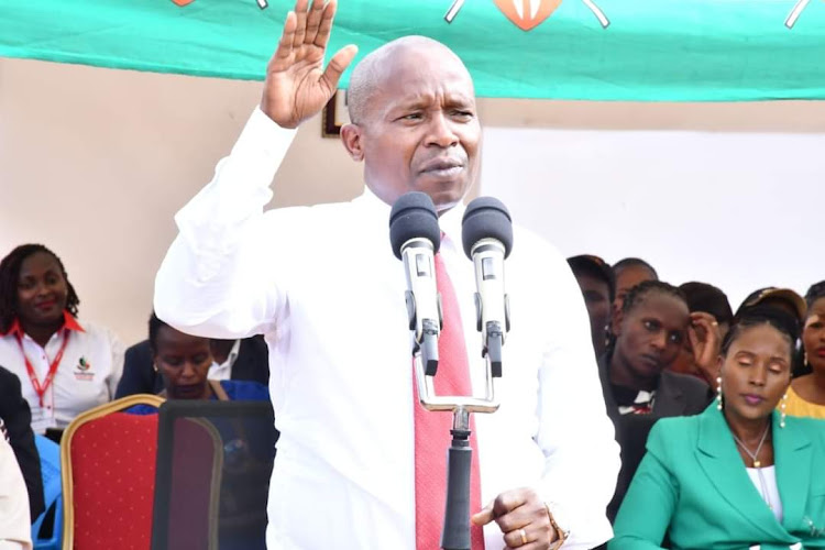 Interior Cabinet Secretary Prof Kithure Kindiki speaks in Thika on Monday, September 11, 2023.