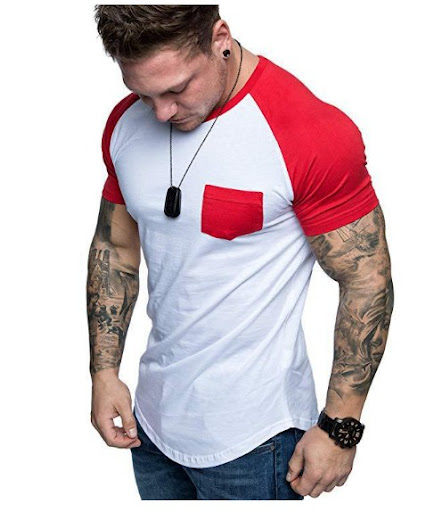 Title 1, Mens round neck pocket raglan short sleeve T-s...