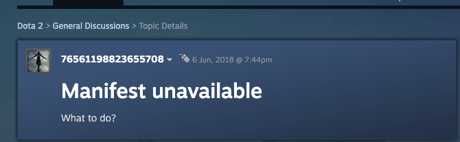 Dota 2 Manifest Unavailable