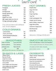 Unity Cafe menu 1