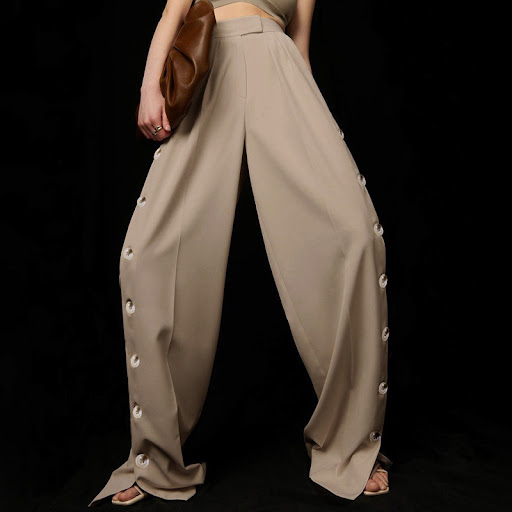 Title 3, Womens High-Waist Side Buckle Slashed Floor Tr...