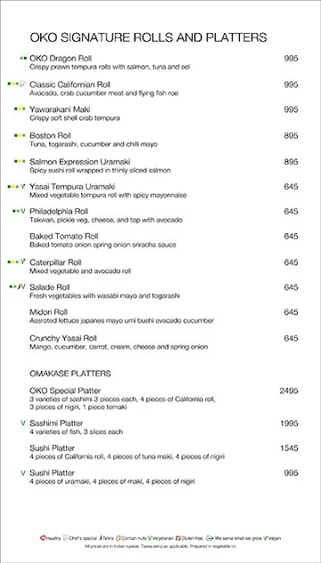 Oko - The Lalit Chandigarh menu 