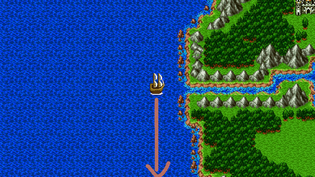 Head south after reaching the ocean. | Dragon Quest II