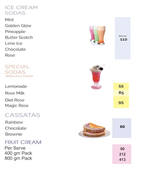 Giani's Ice Cream menu 