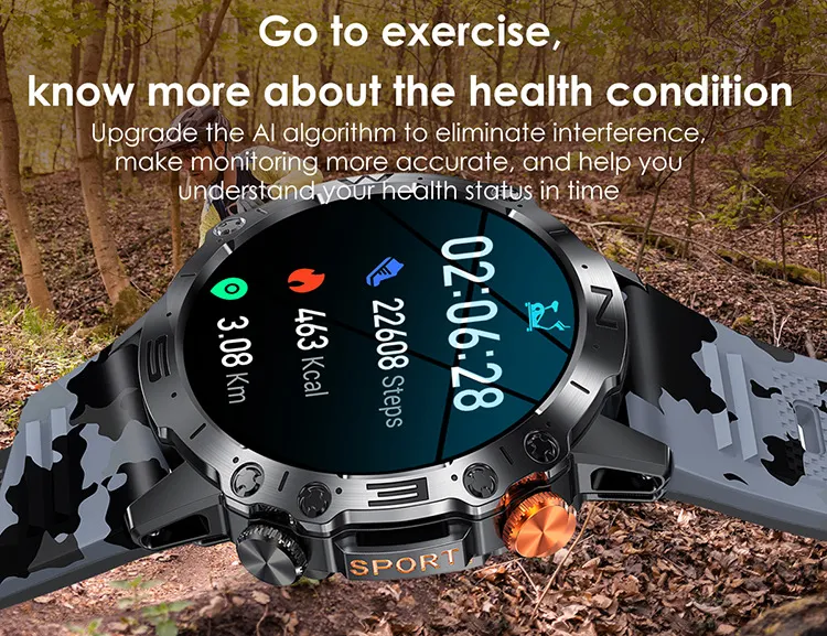K59 Bluetooth Büyük Pil Spor Akıllı Saat. Dış mekan aktiviteleri, aramalar ve uzun pil ömrü için idealdir. Sağlık takibi yap.
