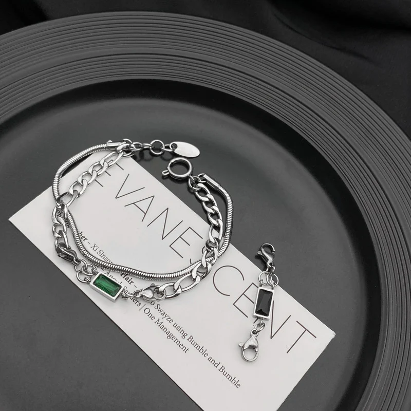 Title 3, Dames dubbellaags rechthoekige edelsteen armban...
