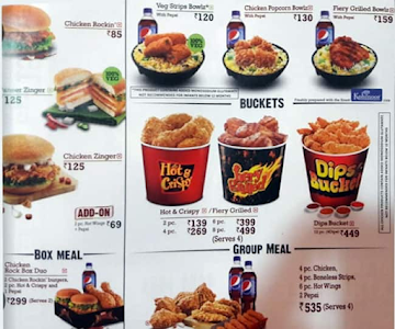 KFC menu 